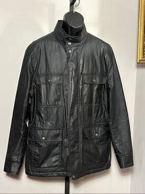 Coach Large Men's Black Waxed Cotton Military Field Jacket